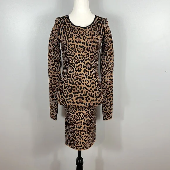 BCBG MaxAzria Sheena French Leopard Print Bodycon Dress - Mob Wife Aesthetic - Picture 7 of 17